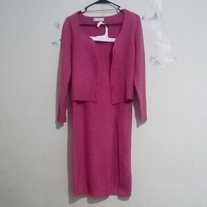Mango's Pink Knit Dress and Cardigan Set